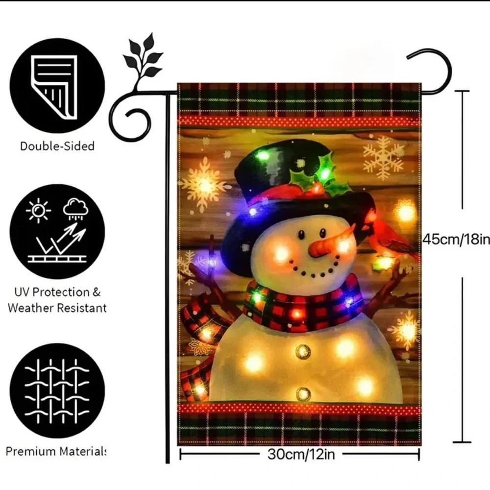 Festive Snowman Garden Flag (Does not light up)